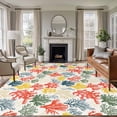 thumbnail image 1 of Summer Ocean Washable Living Room Rugs 6'x9', Watercolor Red Yellow Coral Low Pile Throw Large Area Rug Non-Slip Sturdy Edge Binding Carpet for Dining Room Kitchen Office, 1 of 9