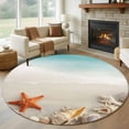 thumbnail image 1 of Summer Oceans Beaches Round Area Rug 7Ft Washable Circle Rugs for Dorm Laundry Room, Sea Waves Starfish Shells Coastal Non-Slip Carpet Floor Mats Indoor Outdoor Carpet Runner Aesthetic Home Decor, 1 of 8
