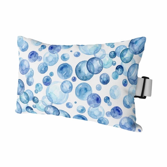 Summer Oceans Blue Bubbles Outdoor Pillow for Chaise Lounge Chair,Abstract Geometric Circle Waterproof Headrest Lumbar Pillows with Insert&Elastic Strap for Patio Pool Garden Chairs Decor,1 Pack