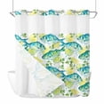 thumbnail image 1 of Summer Oceans Fish No Hook Shower Curtain with Snap in Liner Country Sea Watercolor Yellow Lemon Leaf Waterproof Bathroom Shower Curtain with See Through Top Window for Bathtub 72" x 78", 1 of 9