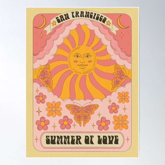 Summer Of Love Poster Wall Art, Modern Wall Decor For Living Room Bedroom, 12x18 UNFRAMED