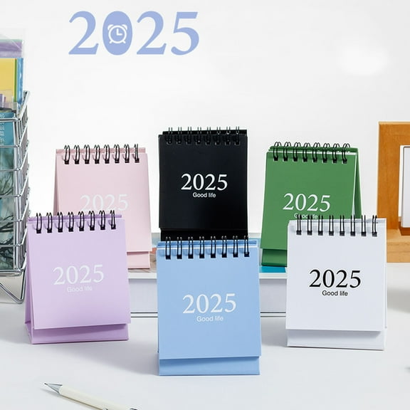 Summer Offers, Vsgery 2025 Style Mini Desk Calendar, Desktop Ornament, Portable Calendar, Office/Travel Accessory|Paper,Black