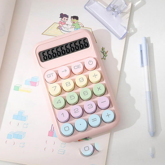 Summer Offers, Vsgery Mini Digital Desktop Calculator, 8-Digit LCD Display, Basic Math Functions, Plastic Material, for Home Office, for Study Desk, Educational Tool,1X Calculator|Plastic,Pink