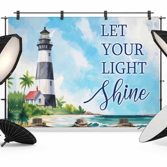 Summer Oil Painting Texture Photography Backdrop 10x8FT, Watercolor Marine Lighthouse Photo Backdrops, Background for Photography Studio Photo Studio Background, Back Drop for Photoshoot