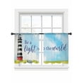 thumbnail image 1 of Summer Oil Painting Theme Sheer Curtains 45 Inch Long 2 Panels, Watercolor Ocean Lighthouse Light Filtering Rod Pocket Semi Sheer Curtains, Sheer Voile Drapes for Living Room Bedroom, 52"x45", 1 of 5