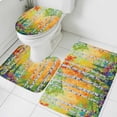 thumbnail image 1 of Summer Oil Painting Tree Bathroom Rugs Set Country Yellow Birch Plant Non Slip Absorbent Soft Bath Mats 3 Piece Set with Bathroom Rug, U-Shaped Floor Mat, Toilet Seat Cover Small Size, 1 of 9