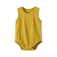 thumbnail image 1 of Summer One Piece Jumpsuit For Toddler Sleeveless Crew Neck Button Romper Lightweight Comfy Soft Onesies (6 Months, Yellow), 1 of 3