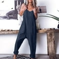 thumbnail image 1 of Summer One Piece Jumpsuits for Women Casual and Elegant Loose Baggy Pocket Jumpsuit Playsuit Trousers Overalls Cotton And Linen Jumpsuit Clearance Under 10$!, 1 of 7