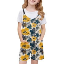 Summer One Piece Jumpsuits for Toddler Girls Sleeveless Print Romper Girl's Spaghetti Strap Shorts Jumpsuit With Pockets
