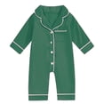 thumbnail image 1 of Summer One Piece Pajamas For Toddler Lapel Long Sleeve Button Down Romper Lightweight Comfy Jumpsuit (6 Months, Green), 1 of 2