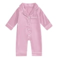 thumbnail image 1 of Summer One Piece Pajamas For Toddler Lapel Long Sleeve Button Down Romper Lightweight Comfy Jumpsuit (6 Months, Pink), 1 of 2