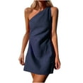 thumbnail image 1 of Summer One Shoulder Dresses for Womens 2024 Sleeveless Party Dress Beach Casual Mini Dresses Solid Color Daily Dress, 1 of 5