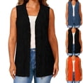 thumbnail image 1 of Womens Plus Size Open Knit Vest, Sleeveless Textured Crochet Cardigan with V-Neck for Breathable Layering, 1 of 9