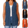 thumbnail image 1 of Womens Plus Size Open Knit Vest, Sleeveless Textured Crochet Cardigan with V-Neck for Breathable Layering, 1 of 9