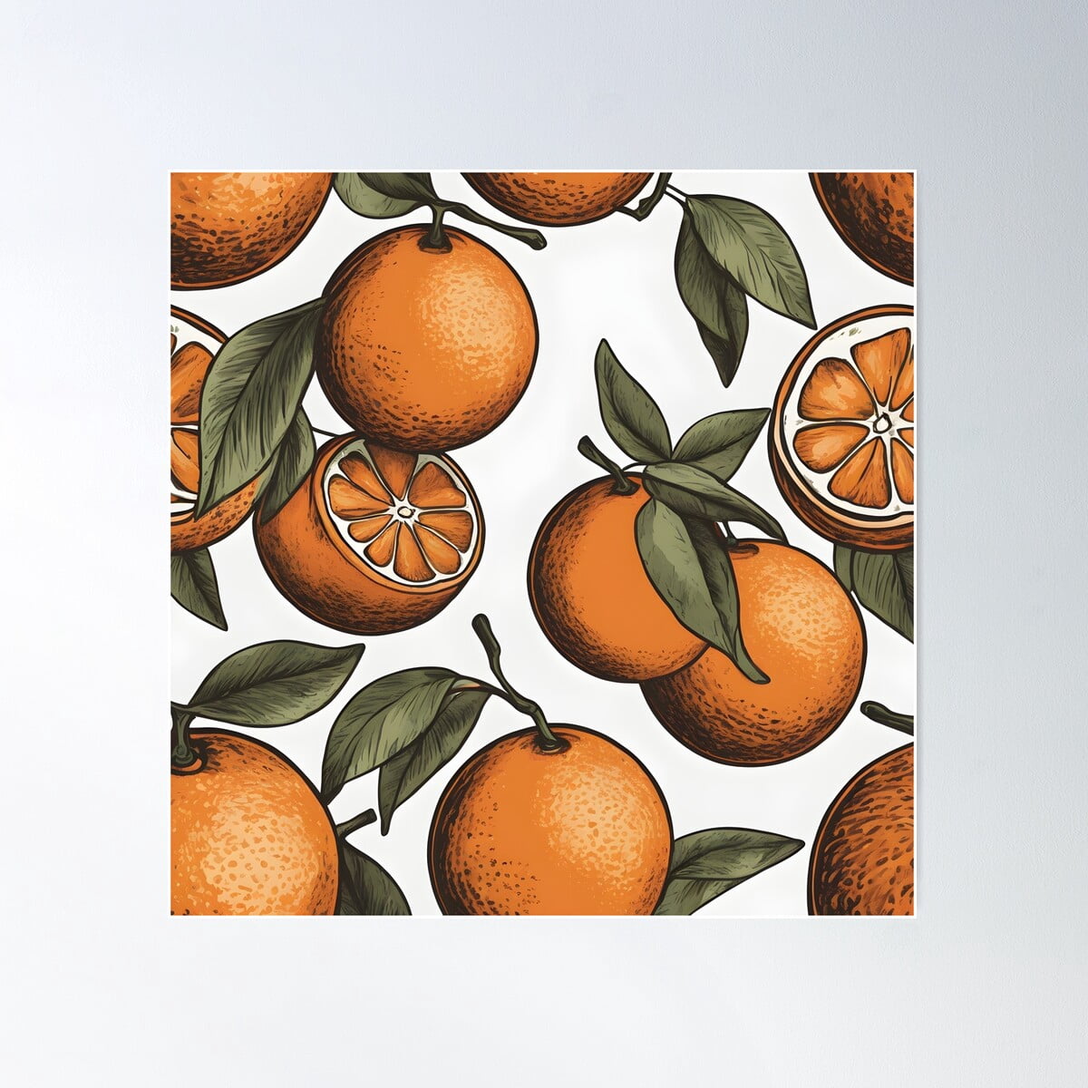 Summer Orange Mania Poster Wall Art, Modern Wall Decor For Living Room ...
