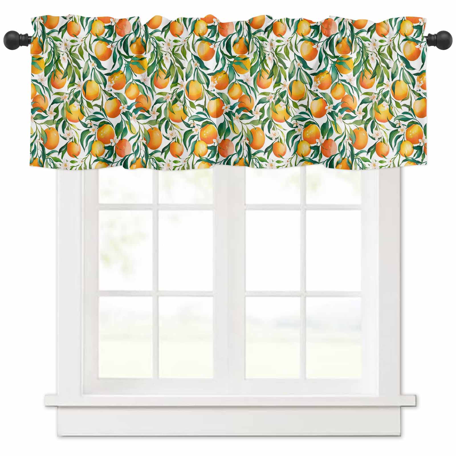 Summer Orange Valances for Windows Farmhouse Kitchen Curtains Valances
