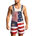 thumbnail image 1 of American Flag Overalls Men Shorts Loose Fit Festival Jumpsuits Patriotic Work Bibs Coveralls Casual Outdoor Summer Fourth of July Clothes, 1 of 5