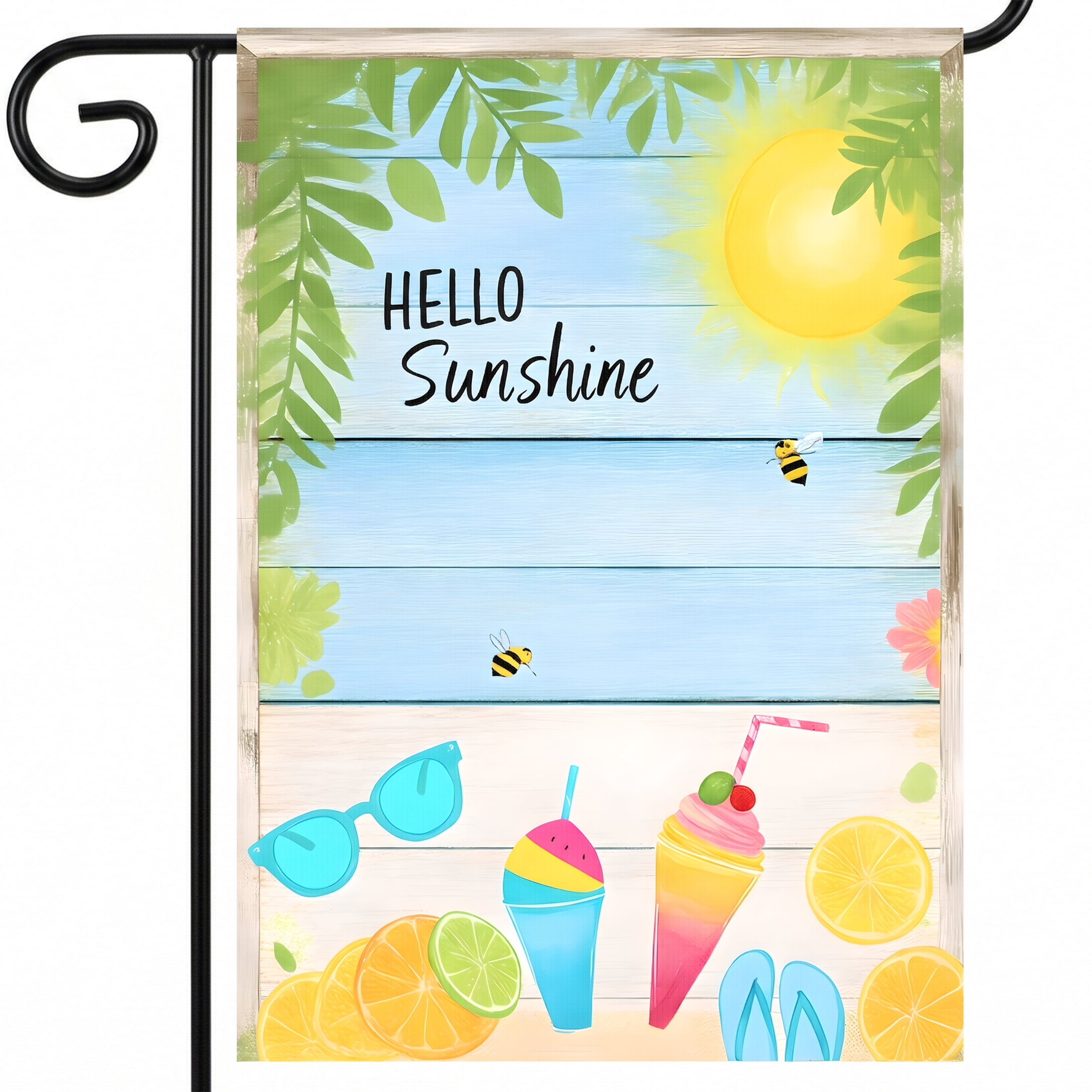 Summer Outdoor Flags 28x40 Double Sided A Picture Frame with a Beach Scene Garden Banner Flags for Terrace Balcony Display.