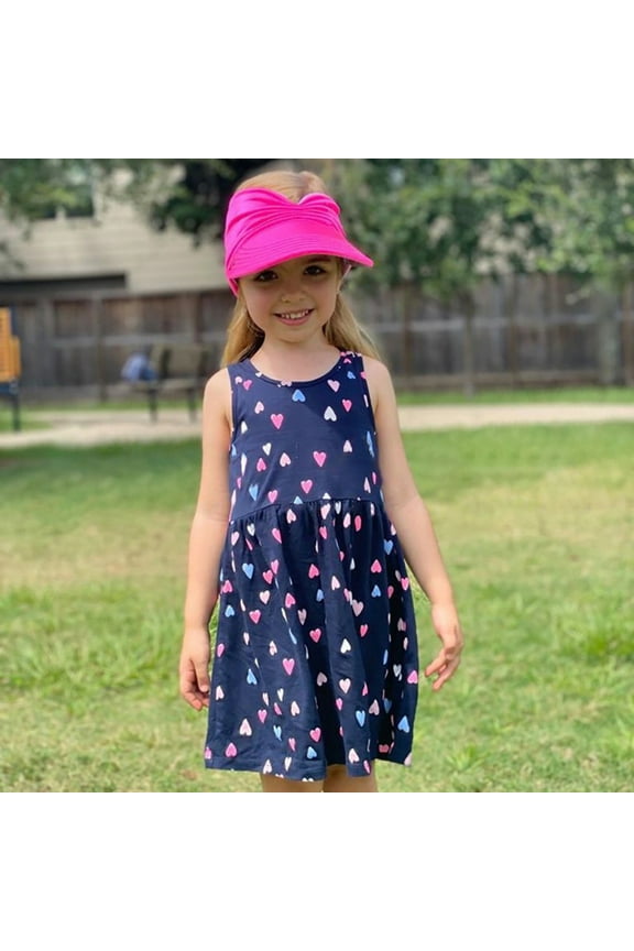 Summer Outdoor Kids Visor Wide Brim Hat for Girls - for Beach Sports and Sun for Children