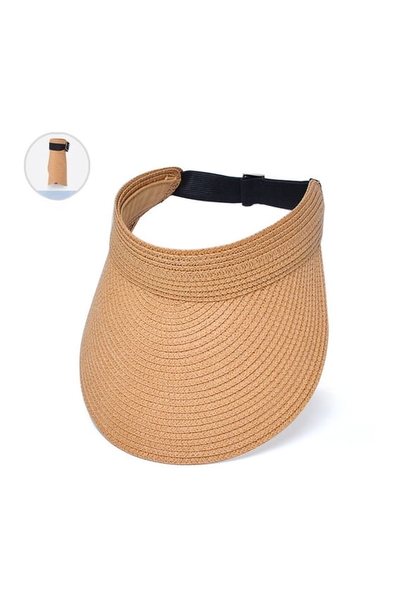 Summer Outdoor Large Brim Empty Top Straw Hat, Korean Style Hair Hoop Design Sun Visor, Women’s Fashion UV Protection Hat