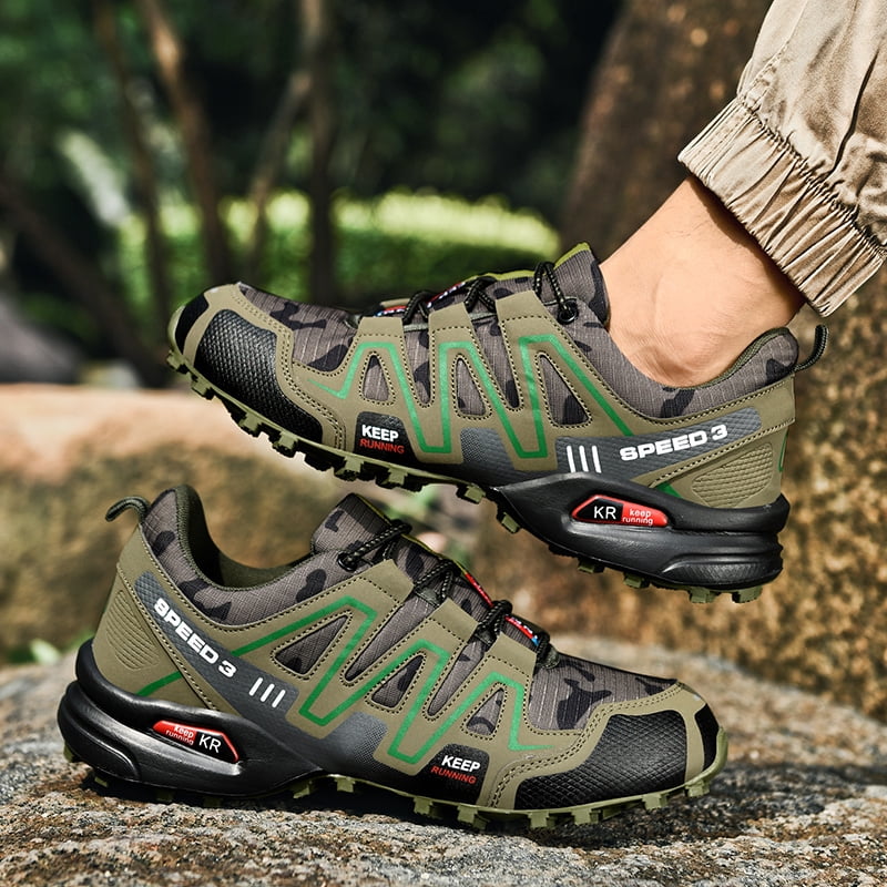 Summer Outdoor Men’s Hiking Sneakers Mesh Breathable Upper Anti Slip Soft Sole Shock Absorbing Comfortable Walking Shoes for Men Jungle Trail Mountain Adventure Travel