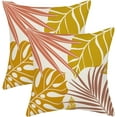 thumbnail image 1 of Summer Outdoor Pillow Covers 18x18 Coral Mustard Yellow Pink Palm Throw Pillows for Couch Tropical Leaf Pillowcase Fall Leaves Plant Decorative Cushion Case for Sofa Bed Decorations Set of 2, 1 of 6