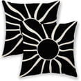 thumbnail image 1 of Summer Outdoor Pillow Covers 18x18 Inch 2 Pcs, Back Cream Sun Boho Decorative Throw Pillows,Sunshine Abstract Farmhouse Decor Pillowcase Linen Cushion Cover for Home Couch Sofa Bed, 1 of 6