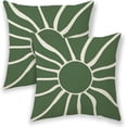thumbnail image 1 of Summer Outdoor Pillow Covers 18x18 Inch 2 Pcs, Sage Green Cream Sun Boho Decorative Throw Pillows,Sunshine Abstract Farmhouse Decor Pillowcase Linen Cushion Cover for Home Couch Sofa Bed, 1 of 6