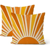 Summer Outdoor Pillow Covers 20x20 Inch 2 Pcs Mustard Yellow Orange Sunshine Decor Throw Pillows Boho Abstract Sun Farmhouse Holiday Decoration Pillowcase Linen Cushion Cover for Couch Sofa Bed