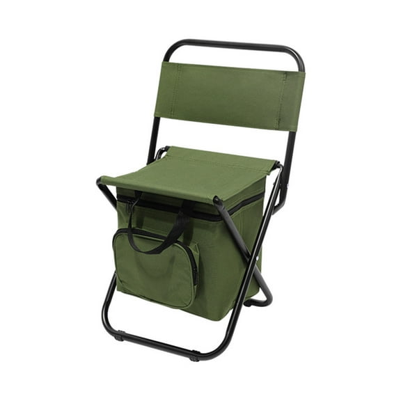 Kyusrd Outdoor Folding Chair With Cooler Bag Compact Fishing Stool Fishing Chair With Double Cloth Cooler Bag for Fishing/Beach/Camping/Family/Outing
