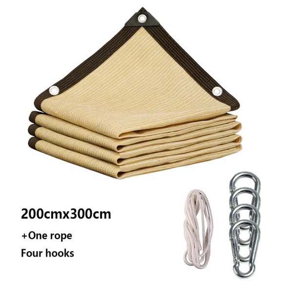 Summer Outdoor Shading Beige Shading Net Wrapped Perforated Shading Cloth with Grommets Easier to Hang Tear-Resistant