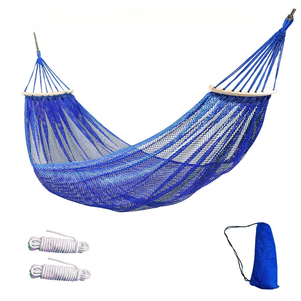 Summer Outdoor Silk Mesh Hammock Swing Bent Stick Anti-Tip Hammock Chair for Camping Travel Garden Yard