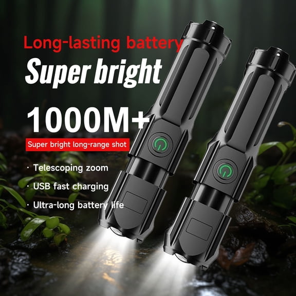 [Summer Outdoor Special Edition]Portable High-power Flashlight, 3 Lighting Modes,Adjustable Focus, USB Charging,Suitable for Home and Outdoor Use,Outdoor Lighting Tool(1200 mAh battery capacity)1pcs