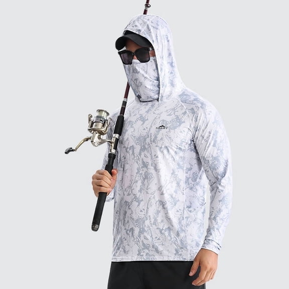 Summer Outdoor Sun Protection Clothing for Men, Breathable Quick-Dry Fishing Sun Protection Suit, Lure Fishing Hooded Sun Protection Mask Fishing Clothing