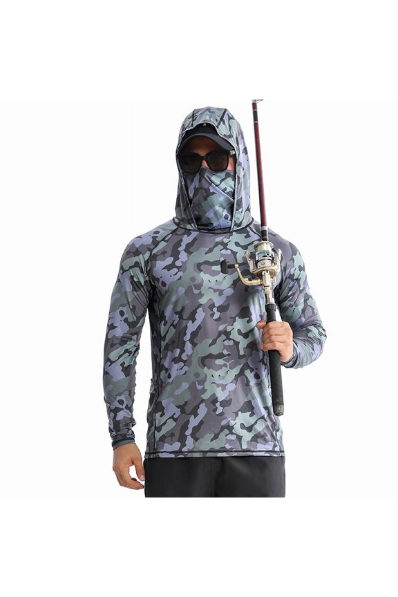 Summer Outdoor Sun Protection Clothing for Men, Breathable Quick-Dry Fishing Sun Protection Suit, Lure Fishing Hooded Sun Protection Mask Fishing Clothing