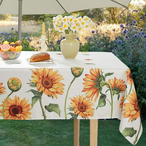 Summer Outdoor Tablecloths with Umbrella Hole,Zipper 60x84 Inch Rctangle, Spillproof Washable Watercolor Lemon Green Floral Fabric Table Cloth,Table Cover for Picnic Dinner Patio