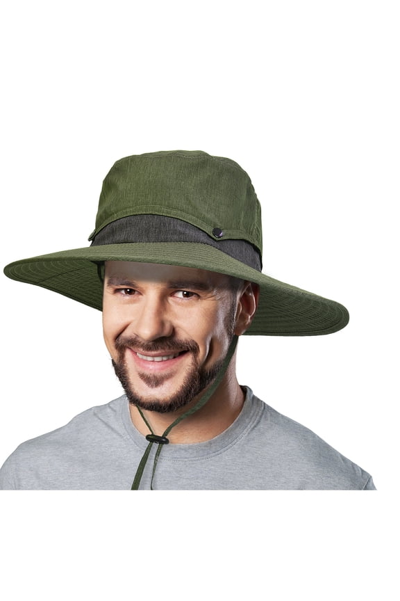 Summer Outdoor UV Protection Sun Hats Unisex Caps Wide Brim Removable Crown Mesh Net Adjustable Drawstring