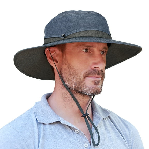 Summer Outdoor UV Protection Sun Hats Unisex Caps Wide Brim Removable Crown Mesh Net Adjustable Drawstring