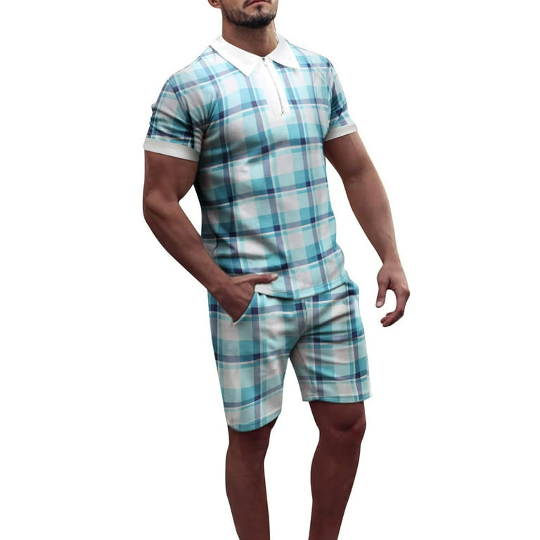 Checkered polo store and shorts