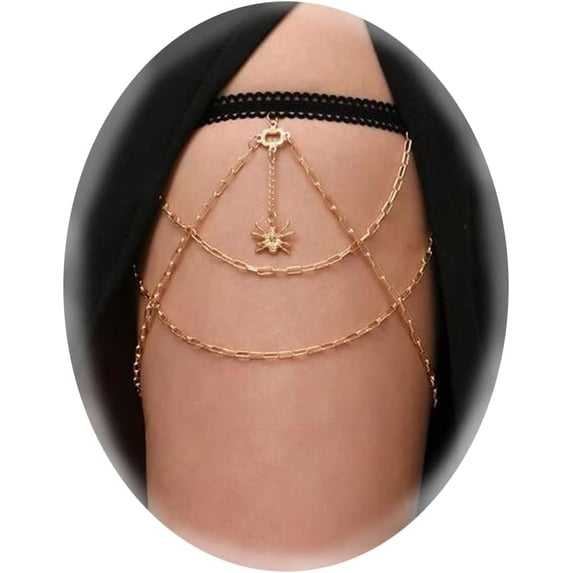 Summer Outfits Body Chain Jewelry for Women Boho Thigh Chain Leg Chain Jewelry Rhinestone Thigh Harness Stretch Body Jewelry for Nightclub Beach