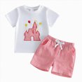thumbnail image 1 of Summer Outfits For Boys,Casual Sets For Little Girls,Toddler Kids Baby Boys Girls Trendy Cute Short Sleeve Print Casual Suit 6-12 Months 12-24 Months 2t 3t 4t 5t 6t 7t Children,Knit(Red,12-18 Months), 1 of 4