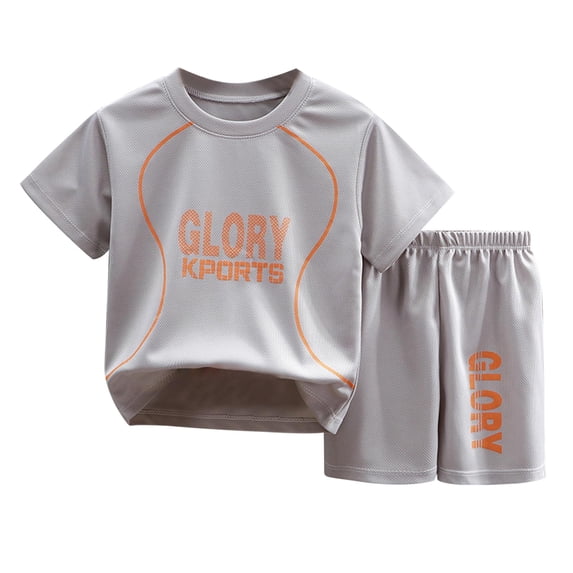 Summer Outfits For Boys Short Sleeved Running Suit Casual Quick Drying Clothes New Summer T Shirt Shorts Two Piece Set Outfit Set 8 Years-9 Years