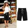 thumbnail image 1 of Summer Outfits For Girls Bermuda Shorts Knee Length High Waisted Summer Shorts with Pockets, 1 of 8