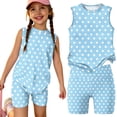 thumbnail image 1 of Summer Outfits for Kids Girls Size 7-8 Girls 2 Piece Outfits Cute Clothing Sets Vacation Short Sleeve T Shirts Top and Shorts Athletic Tracksuit Yellow 12-13 Years, 1 of 8