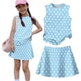 thumbnail image 1 of Summer Outfits for Kids Girls Size 7-8 Girls 2 Piece Outfits Cute Preppy Clothing Sets Casual Tank Top and Y2K Skirts Athletic Activewear Blue 11-12 Years, 1 of 7