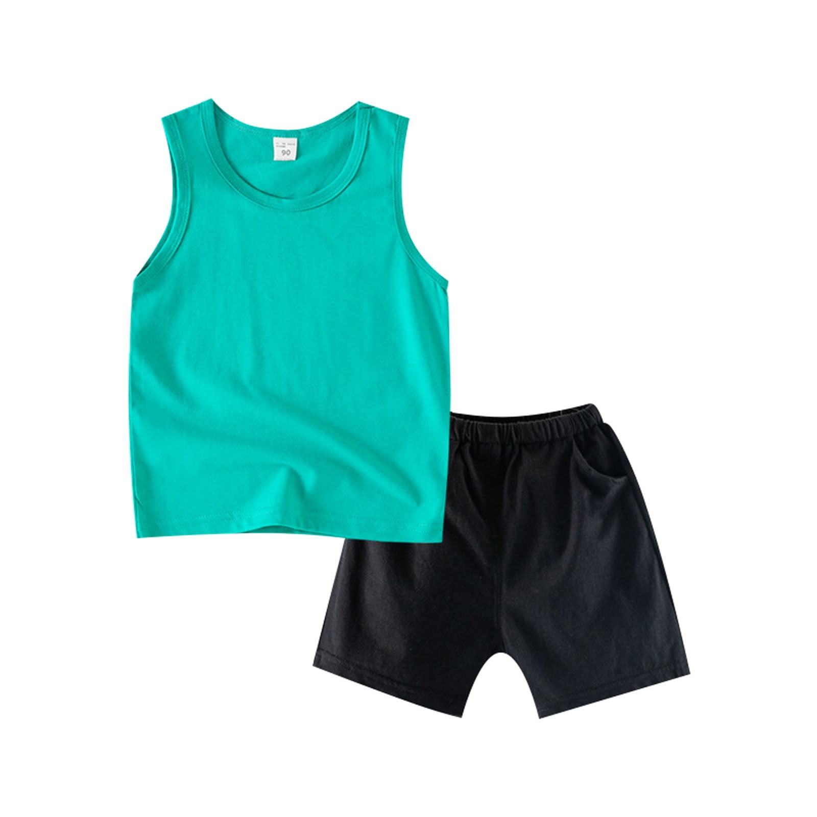 Summer Outfits Set For Kids Boys Baby Toddler Sleeveless Solid Color