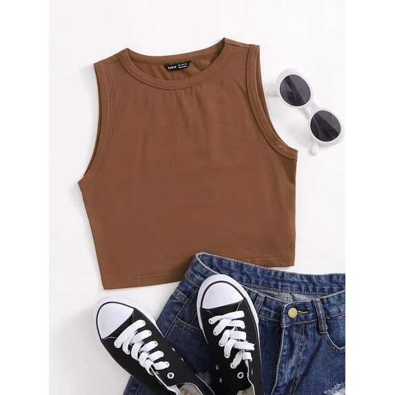 Summer Outfits Solid Crop Tank Top