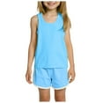 thumbnail image 1 of Summer Outfits for Teen Girls Preppy Toddler Baby Girl Clothes Summer Outfits Sleeveless Ruffled Linen Shirts Tank Tops Shorts Kids Girls Clothing Sets, 1 of 5