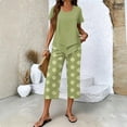 thumbnail image 1 of Summer Outfits Two Piece Sets for Women Capri Set Casual Summer Wide Leg Crop Pants and Top Matching Suits Light Green 2XL, 1 of 5