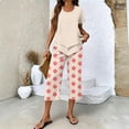 thumbnail image 1 of Summer Outfits Two Piece Sets for Women Capri Set Casual Summer Wide Leg Crop Pants and Top Matching Suits Red M, 1 of 5